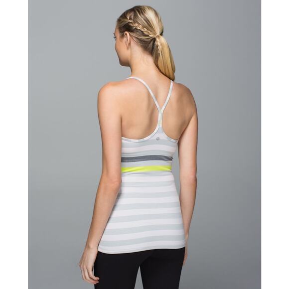 Lululemon Power Y Tank Luon Jet Stripe Heathered Silver Spoon sz 8 - Picture 2 of 7